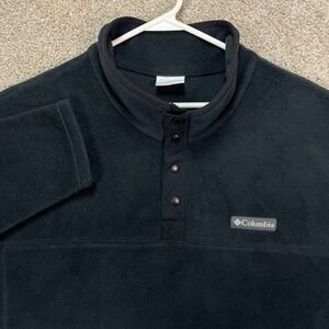 Columbia Men's Black 1/4 Snap Pullover Fleece Sweater XXL Chamberlain Logo EUC